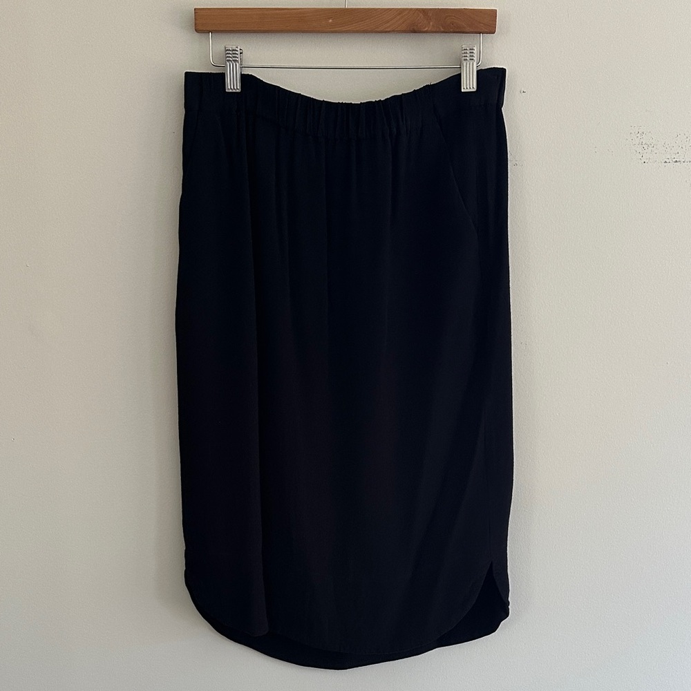 Madewell Black Elastic-Waist Midi Skirt